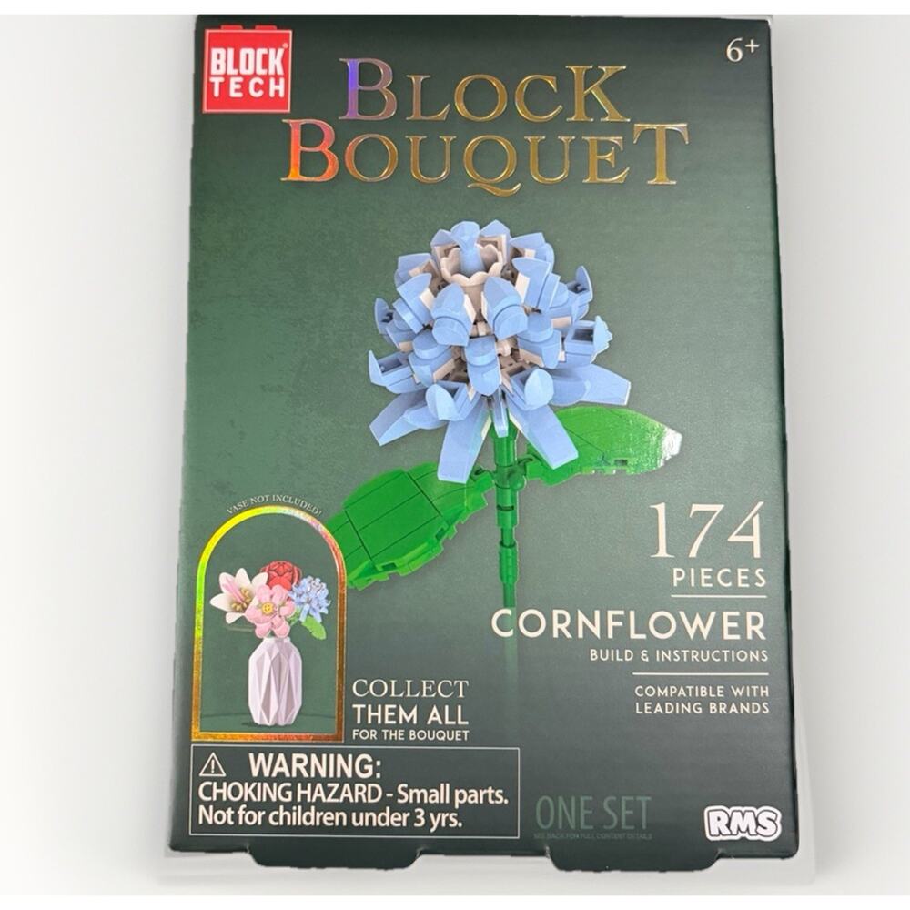 Block Tech Block Bouquet Cornflower 174pc Building Set Flower Toy 6+ Gift NEW